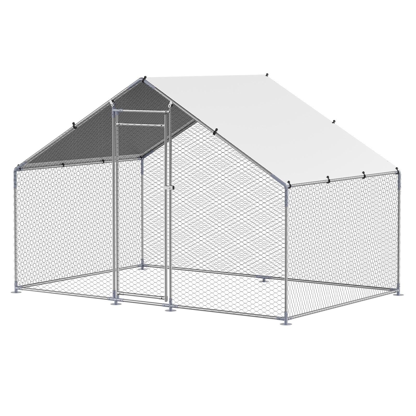 Large Metal Walk-in Chicken Coop With Protective Spire Roof_voghion.com